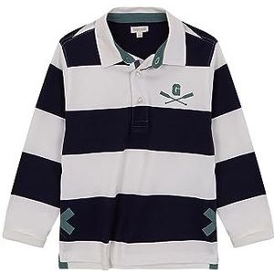 Gocco Blauw gestreept poloshirt met patch in groen OS, marineblauw, 9-10 jaar