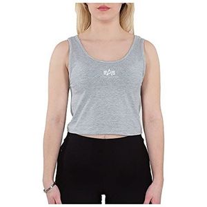 ALPHA INDUSTRIES Dames Basic Crop-Tank Sl Wmn Shirt met korte mouwen, Greyheather/wit., XL