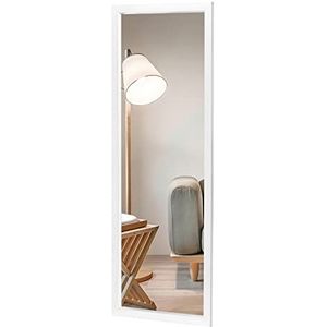 NeuType 110 x 40 cm deurspiegel, wandspiegel, full-body spiegel, groot, frame van polymeer, ophangen of tegen de muur, kleedspiegel voor kleedkamer, slaapkamer, wit (geen standaard)