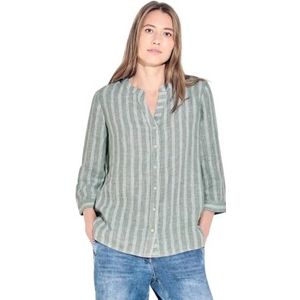 Cecil Dames Linen_Stripe Blouse, Soft Salvia Green, L