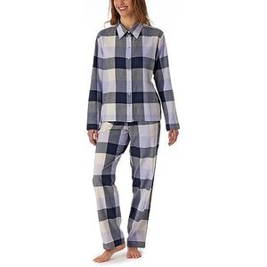 Schiesser Dames pyjama lang flanel 100% katoen doorgeknoopte winter pyjamaset, meerkleurig, 46, Mehrfarbig, 46