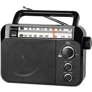 Retekess TR604 FM AM-radio Draagbare Radio met Grote Luidsprekerondersteuning Alkalinebatterij of AC-ingang Gemakkelijk te Tebruiken voor Ouderen