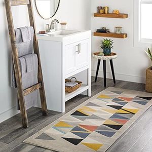 Surya Omaha Geometrisch tapijt, modern tapijt, eetkamer, slaapkamer, zacht abstract boho-tapijt, laagpolig tapijt voor eenvoudig onderhoud, groot tapijt, 80 x 220 cm, oranje