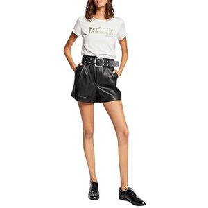 Morgan Imitatieleren High Waist Loose Fit Korte Broek Zwart