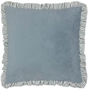 Wylder Solene Ruffle Mat Fluweel Veer Rijk Kussen - Blauw - 45x45cm