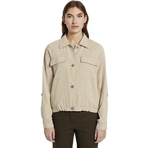 TOM TAILOR Dames Korte utility-blazer met verstelbare tailleband 1018226, 22201 - Cream Toffee, 42