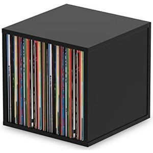 Glorious Record Box black 110 - tot 110 platen in 12'' formaat, gemakkelijk stapelbaar, optisch gecoördineerd, levering zonder decoratie, zwart