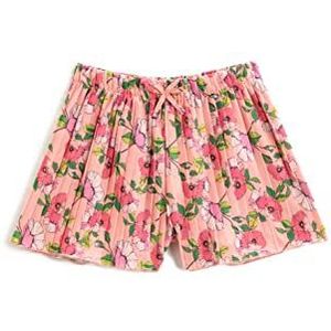 Koton Girls Floral Pleated Shorts Bow-Tie Detail Elastische Tailleband, Roze design (2d5), 6-7 Jaren