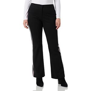 Love Moschino Flare Fit Twith Striped Tape and Love Patch On The Back Strap Casual broek dames, Zwart, 42 NL