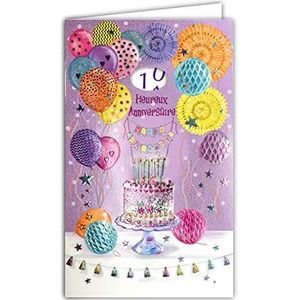 Afie 15-6475 Argus Happy Birthday rollen 1 2 3 4 5 6 7 8 9 10 11 12 tot 99 jaar voor meisjes en dames kaart geïllustreerd papier glanzend reliëf, met witte envelop 12 x 19,5 cm taartfeest