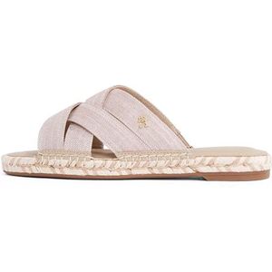 TOMMY HILFIGER Dames CHAMBRAY ESPADRILLE MULE Flat, BEIGE (Mierikswortel), 4 UK, Beige Mierikswortel, 37 EU