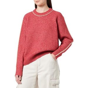 Bestseller A/S Dames JXLEONORA Diverse Ribbed Crew Neck Knit Gebreide trui, Cerise/Detail:/Peyote Piping, XS, Cerise/Detail:/Peyote Piping, XS