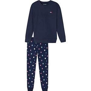 Schiesser Meisjespyjama lang – luipaardprint, harten, sterren en funprints – organic Cotton pyjamaset, meerkleurig 7, 140 cm