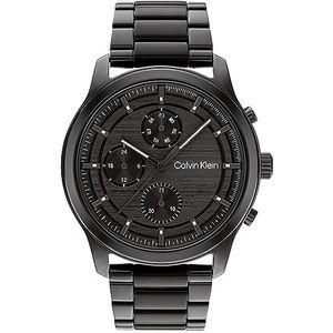 Calvin Klein Analoog multifunctioneel quartz horloge voor mannen met zwarte roestvrijstalen armband - 25200209, Zwart, armband