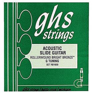 GHS™ Strings »BRIGHT BRONZE™ - RB1600 - ACOUSTIC SLIDE GUITAR« snaren voor akoestische slide-gitaar - 80/20 brons - Rollerwound - G-Tuning: 015-054