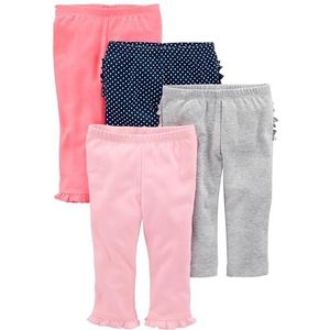 Simple Joys by Carter's Broek (4-pack) meisjes, marineblauw met stippen/grijs/roze/koraalroze, 6-9 Maanden