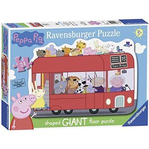 Ravensburger 05530 Peppa Pig Pig London Bus – 24-delige reuzenbodempuzzel – voor kinderen vanaf 3 jaar, eenpersoonsbed, verschillend, 49,7 x 69,9 x 0,2 cm
