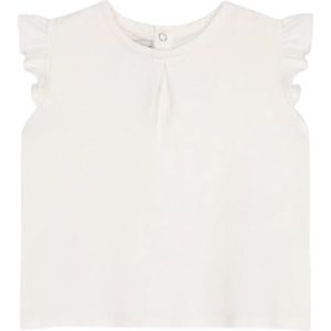 Petit Bateau Blouse met korte mouwen voor meisjes, Wit, 24 Maanden