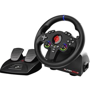 Subsonic - Superdrive 220 RS-5 stuurwiel – PS5-LED-racestuur met twee joysticks, 180°-draaiing, pedalen en schakelpaddles. Compatibel met PS5 en PC - Zwart