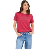 Cecil - T-shirt - Glazed apple red - Burnout-look met Opschrift