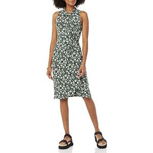 Amazon Essentials Dames Mouwloze Crossover Twist Neck Faux Wrap Jurk, Donkergroen Bloemen, XS