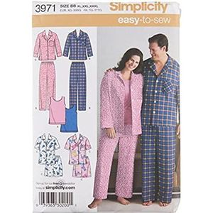 Simplicity Eenvoudig te naaien, passende pyjama voor dames en heren, maten XL-XXL