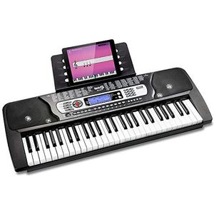 RockJam RJ654 54 Key Keyboard Piano met bladmuziekstandaard Piano Note Sticker Voeding en gewoon piano-applicatie, Zwart, 54 Toetsen