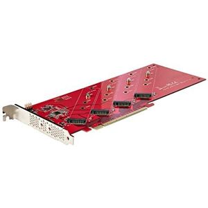 StarTech.com Quad M.2 PCI Express SSD Adapter Kaart, PCIe x16 naar Dual NVMe of AHCI M.2 SSDs, PCI Express 4.0, 7.8GBps/Schijf, PCIe Bifurcatie, Windows/Linux Compatibel (QUAD-M2-PCIE-CARD-B)