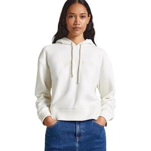 Pepe Jeans Dames Nanette Hoodie Sweatshirt, Wit (Mousse), L