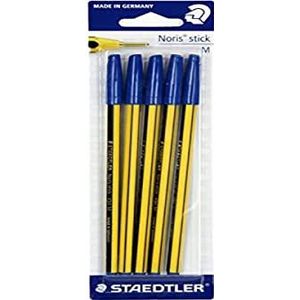 Staedtler 434 m3bk5i Ballpoint Pen blister Pen & Pencil Set - Pen & Pencil luidsprekerset (Ballpoint Pen, Black, Blue, Yellow, hexagonal, Blue, Germany, ISO 11540)