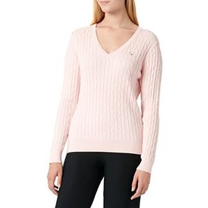 GANT Dames Stretch Katoen Cable V-hals Pullover, lichtroze melange, XS