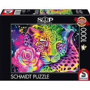 Schmidt Spiele 58514 Sheena Pike, neon regenboogluipaard, puzzel van 1000 stukjes