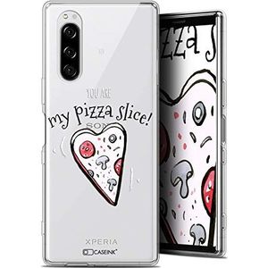 Caseink Beschermhoesje voor Sony Xperia 5 (6.1) [Gel, HD-motiefdruk in Frankrijk, collectie Love Valentijnsdag, Design My Pizza Slice - zacht - ultradun]