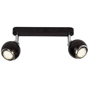 BRILLIANT lamp Ina LED spot bar 2-licht zwart/chroom | 2x LED-PAR51, GU10, 3W LED reflectorlampen inbegrepen, (250lm, 3000K) | Schaal A ++ tot E | Hoofden draaien