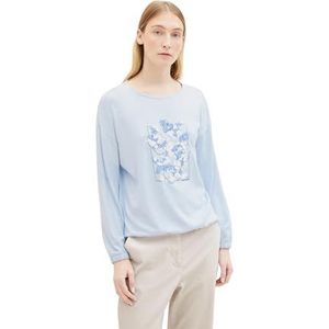 Tom Tailor - 34910 - T-shirt - Light Fjord Blue Melange - Lange Mouwen