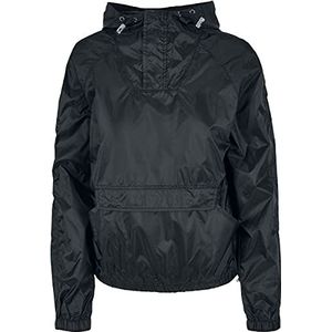 Urban Classics Damesjas om over te trekken, windbreaker van lichte ribstop, transparant licht pull over jas voor vrouwen, maten XS - 5XL, zwart, S