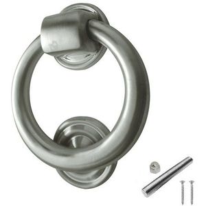 Ring vormige deurklopper satijn chroom