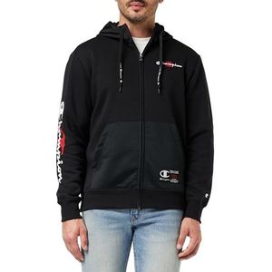 Champion Legacy Basketball - Powerblend Full Zip Sweatshirt met capuchon, zwart/donkerrood, S Heren FW23, Nero/Rosso Scuro, S