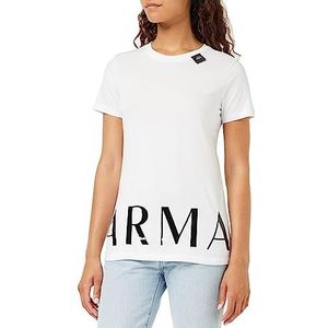 Armani Exchange Dames Cotton Jersey Shiney Armani Logo Tee T-shirt, wit, M
