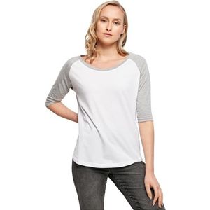 Build Your Brand T-shirt voor dames, wit/grijs gemêleerd, XL