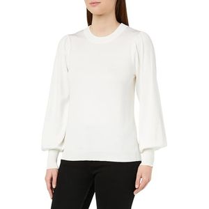 KAFFE Damestrui met ronde hals licht gebreide lange bisschop mouwen, regular fit, dames, krijt., S