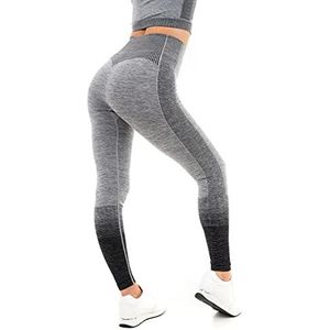 M17 Womens Dames Leggings Soft Touch Sterke Absorptie Gradiënt Streep Naadloze Sport Yoga Gym Fitness Running Broek, Grijs mergel Zwart, XL