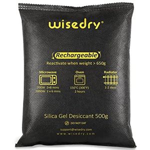 Wisedry 2 x 500 Gram [2,2 lbs] Silicagel Droogmiddel Zakjes Oplaadbaar Magnetron Snel Reactivated Ontvochtigerzakken Groot voor Auto Kelder Garage Opslag Badkamer RV Vochtverwijdering Herbruikbaar