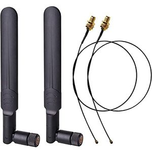 Greluma 2x8dBi 2.4/5/5.8GHz Dual Band WiFi RP SMA Mannelijke Antenne + 2x21CM U.FL/IPEX naar RP SMA Vrouwelijke Pigtail Kabel voor Mini PCIe kaart Draadloze Routers PC Repeater Desktop FPV UAV Drone P S4 Build