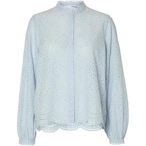 SELECTED FEMME Dames Slftatiana L/S Embr Shirt Noos blouse met lange mouwen, Cashmere Blue, 42