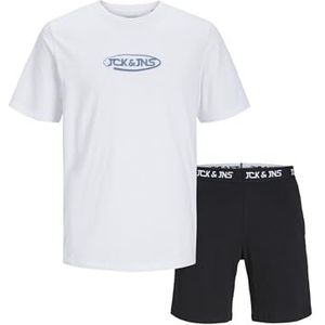 Jacoliver SS JNR Tee en Shorts Set, Wit/verpakking: zwarte shorts, 116