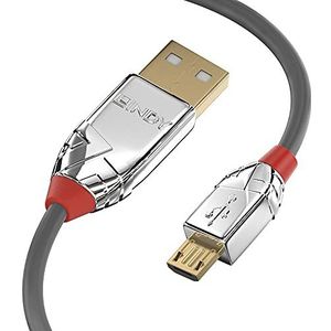 LINDY 36653 3 m USB 2.0 type A aan Micro-B kabel, Cromo Line antraciet