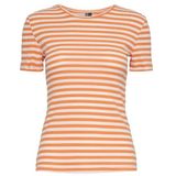 PIECES Pcruka Ss Top Noos T-shirt voor dames, Tangerine/Stripes: cloud dancer, M