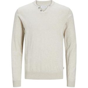 JACK & JONES Jjeemil Knit Split Neck Sn, havermout, L