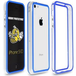 Horny Protectors iP5c-4099m TPU Silicone Case voor Apple iPhone 5c (niet 5S) met Mettalbbutton transparant/donkerblauw